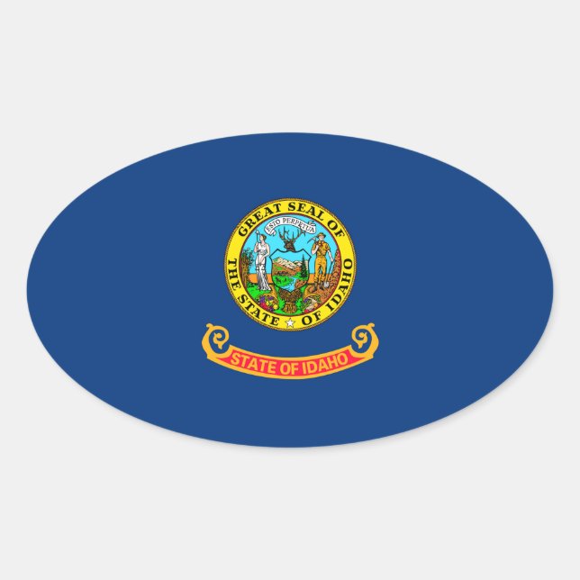 Idaho State Flag Design Decor Oval Sticker (Front)