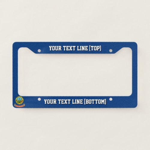 Idaho State Flag Design on a Personalized License Plate Frame