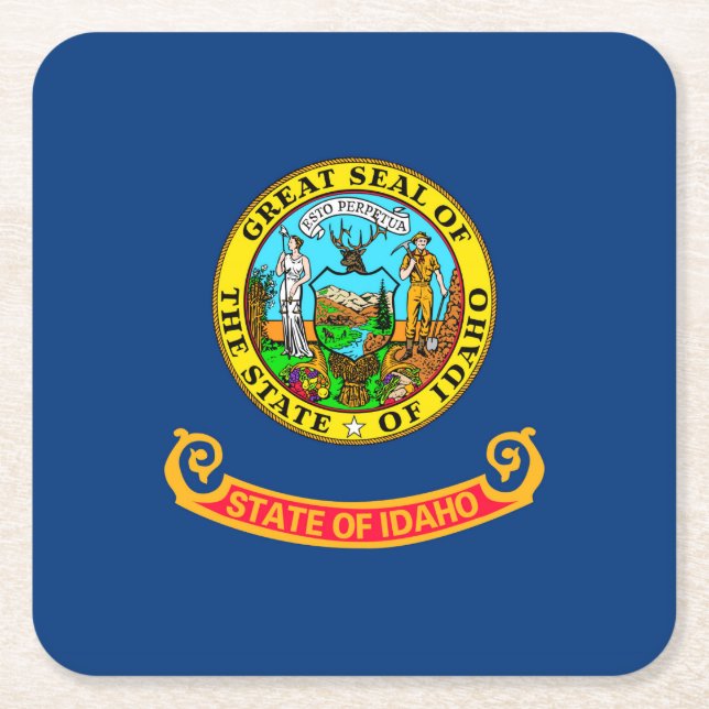 Idaho State Flag Design Square Paper Coaster (Front)