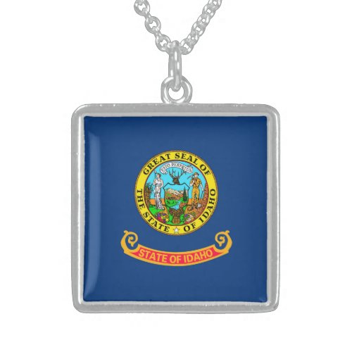 Idaho State Flag Design Sterling Silver Necklace