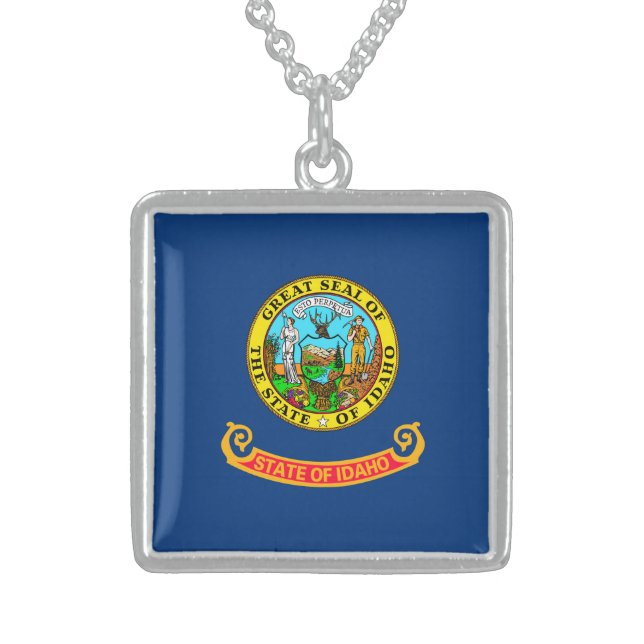 Idaho State Flag Design Sterling Silver Necklace (Front)