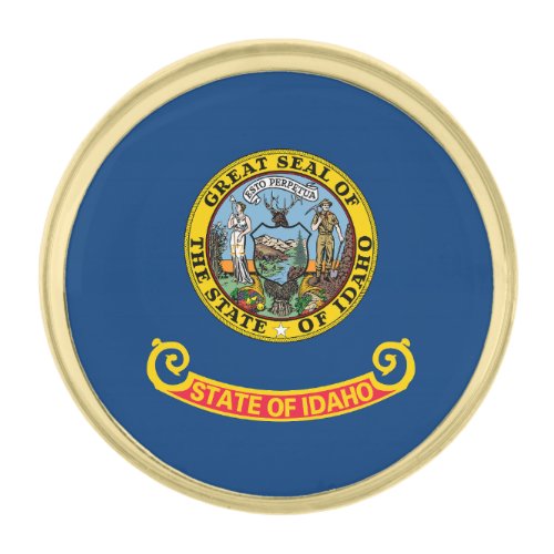 Idaho State Flag Gold Finish Lapel Pin