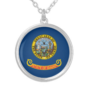 Idaho State Flag Silver Plated Necklace
