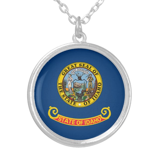 Idaho State Flag Silver Plated Necklace (Front)