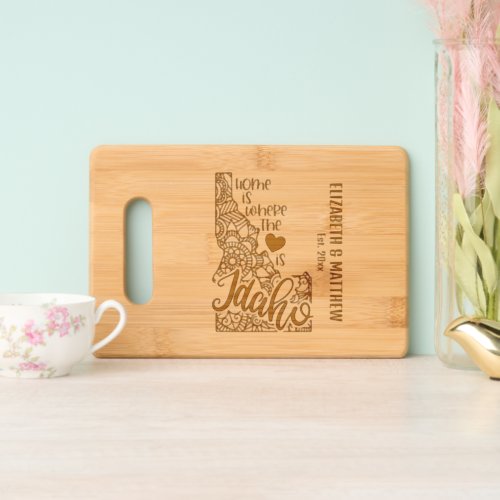 Idaho state map outline newly weds USA bridal Cutting Board