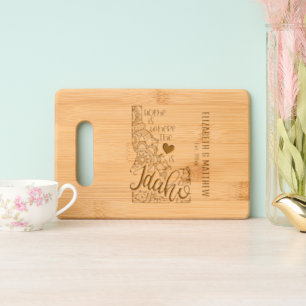 Idaho state map outline newly weds USA bridal Engraved Cutting Board