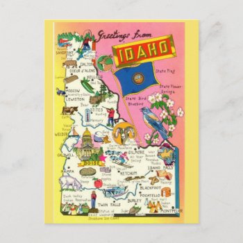 Idaho State  Map Postcard by normagolden at Zazzle