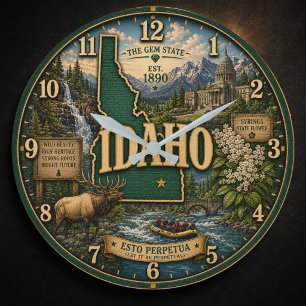 Idaho State Mountain Landscapes  Large Clock