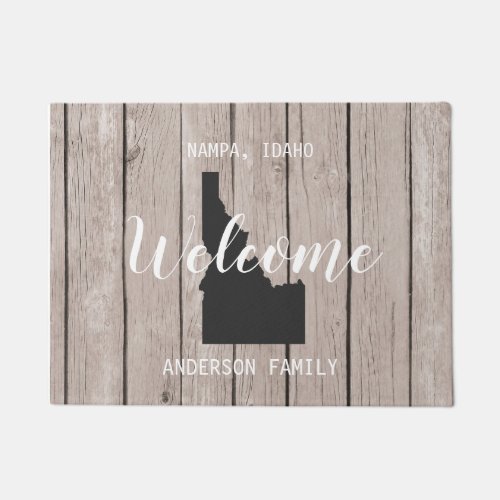 Idaho State Personalized Welcome Wood Look Doormat