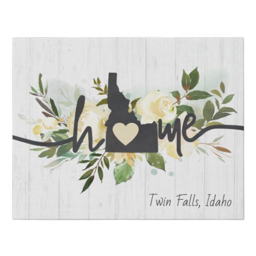 Idaho State Personalized Your Home City Rustic Faux Canvas Print