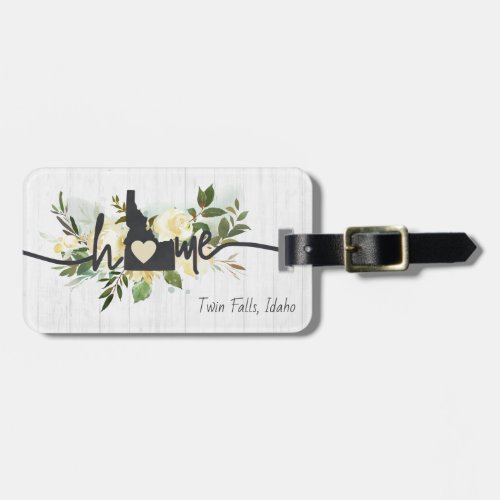 Idaho State Personalized Your Home City Rustic Luggage Tag