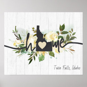 Idaho State Personalized Your Home City Rustic Poster