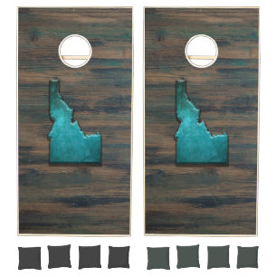 Idaho State Shape Teal Cornhole Set