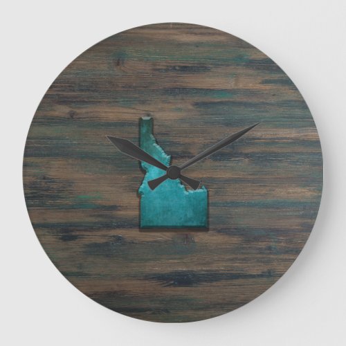 Idaho State Shape Teal Large Clock