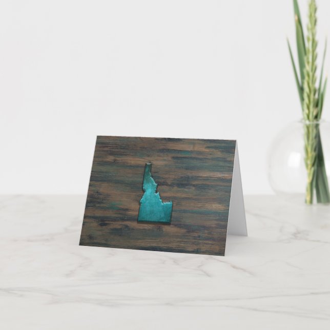Idaho State Shape Teal Letterpress Thank You Card (Front)