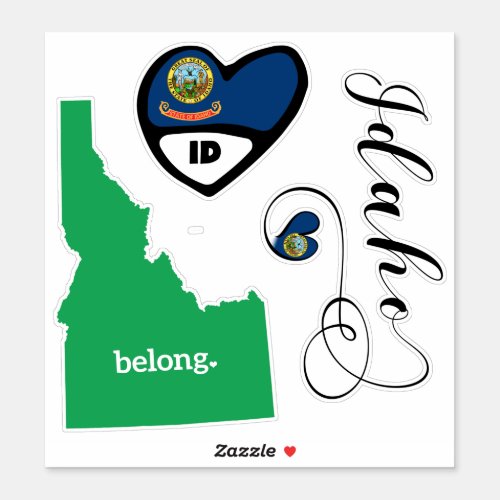 Idaho State Sheet of Die Cut Stickers