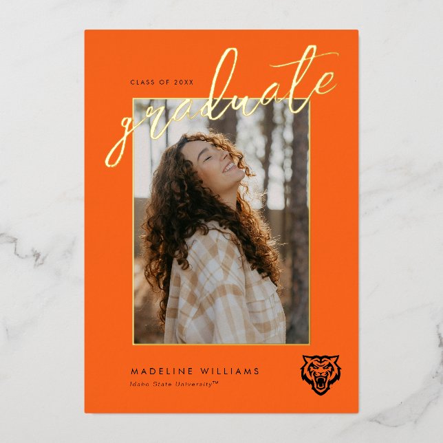 Idaho State University Bengals Spirit Design Foil Invitation (Front)