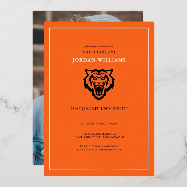 Idaho State University Bengals Spirit Design Foil Invitation (Front/Back)