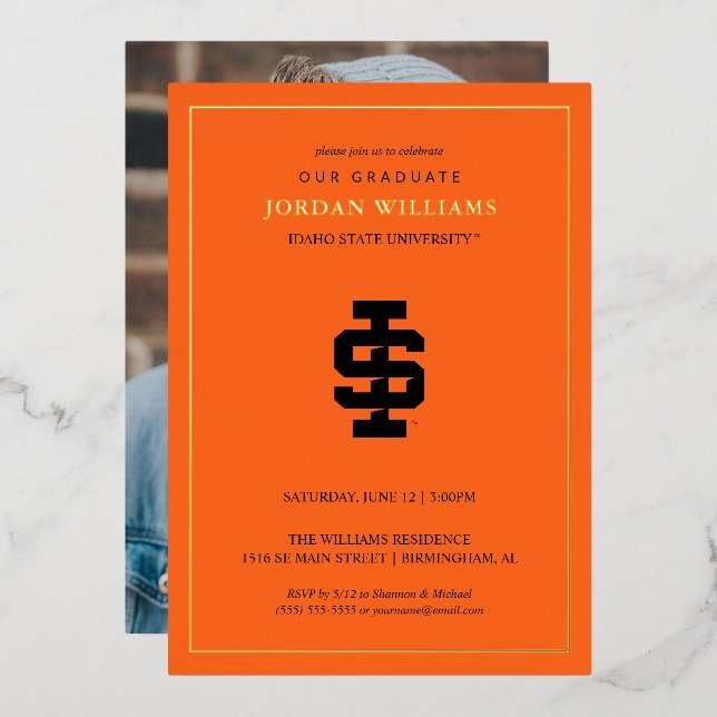 Idaho State University Bold Bengals Logo Foil Invitation (Front/Back)