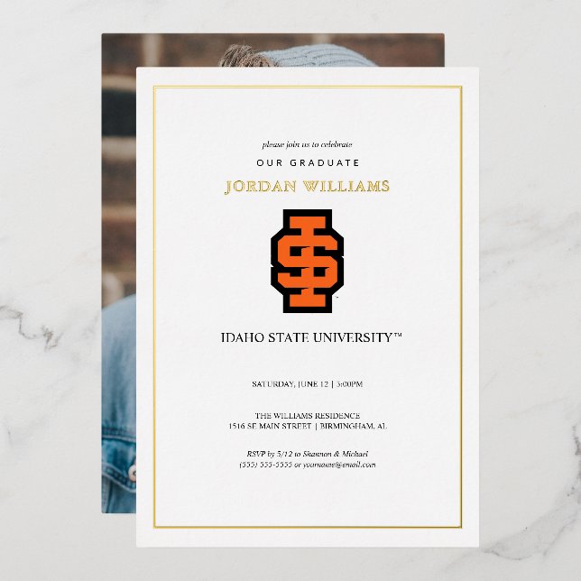 Idaho State University Official Logo Design Foil Invitation (Front/Back)