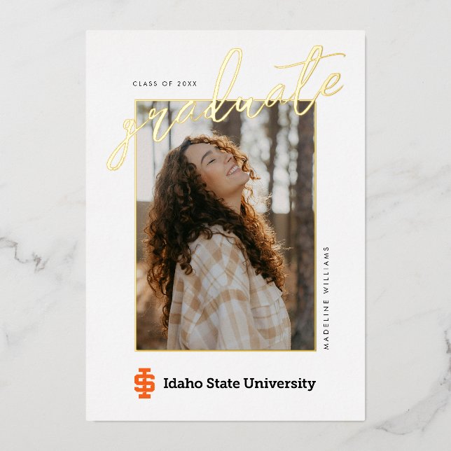 Idaho State University Official Logo Design Foil Invitation (Front)