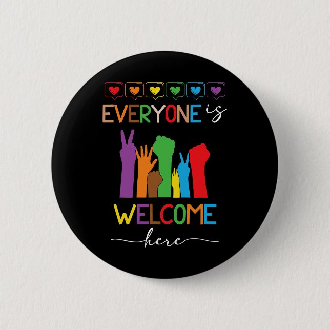 Idaho Teacher Everyone Is Welcome Here Men Women 2 Button (Front)
