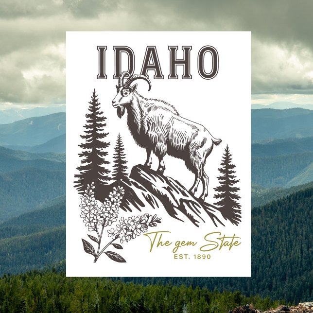 Idaho The Gem State Est. 1890 Mountain Ram Postcard (Idaho The Gem State Est. 1890 Mountain Ram Postcard)