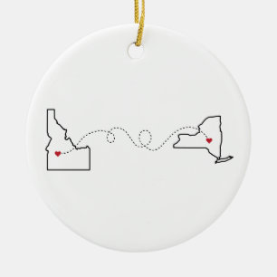 Idaho to New York - Heart2Heart Ceramic Ornament