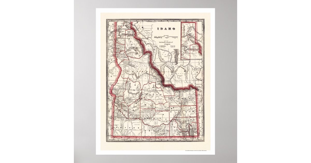 Idaho Township & Railroad Map 1896 Poster | Zazzle