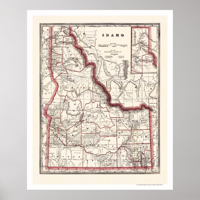 Idaho Township & Railroad Map 1896 Poster (Front)
