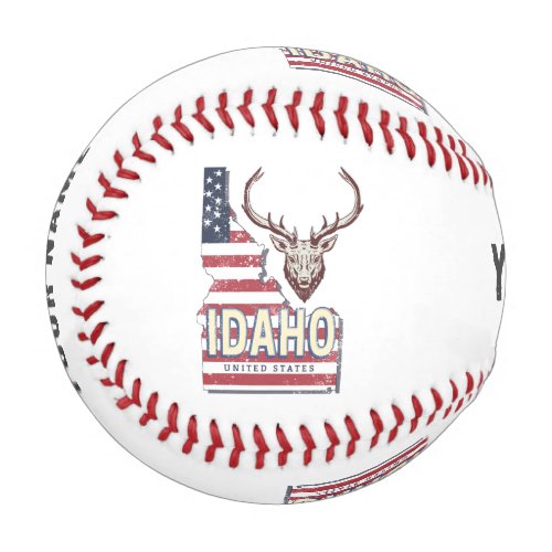 Idaho United States Retro Map Vintage Deer USA Baseball