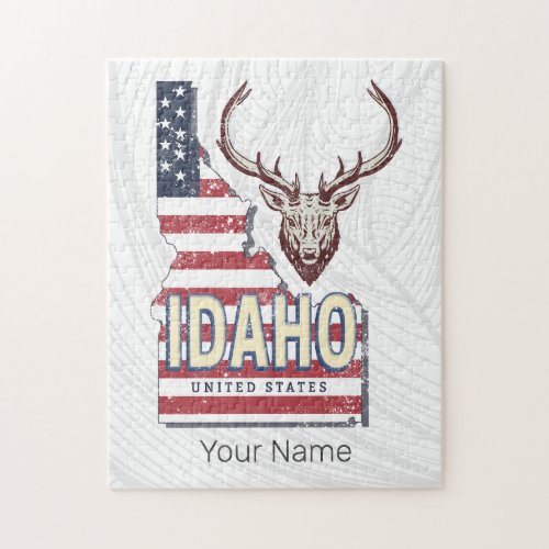 Idaho United States Retro Map Vintage Deer USA Jigsaw Puzzle
