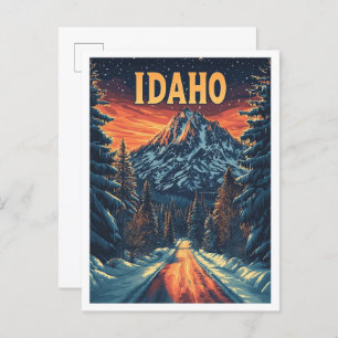 Idaho USA Art Vintage Illustration Travel Postcard