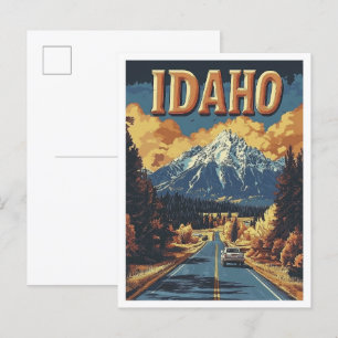Idaho USA Art Vintage Illustration Travel Postcard