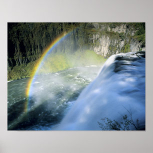 Idaho. USA. Rainbow in spray above Upper Mesa Poster