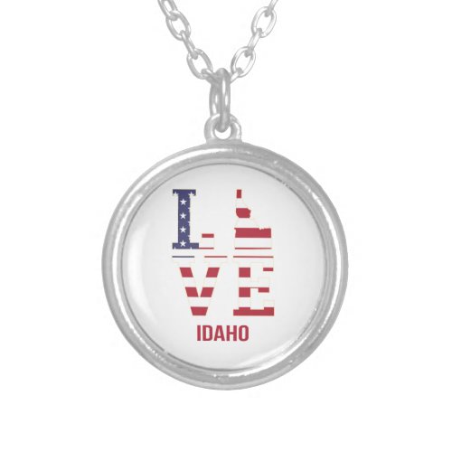 Idaho USA State Love Silver Plated Necklace