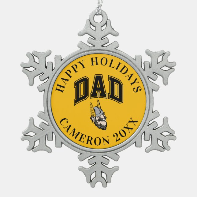 Idaho Vandals Dad Snowflake Pewter Christmas Ornament (Front)