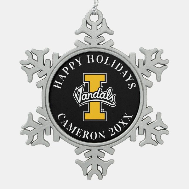 Idaho Vandals Logo Snowflake Pewter Christmas Ornament (Front)