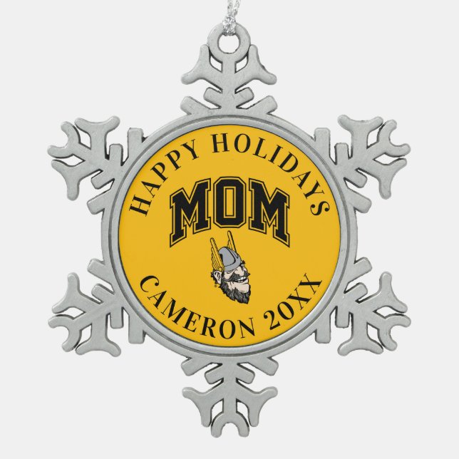 Idaho Vandals Mom Snowflake Pewter Christmas Ornament (Front)
