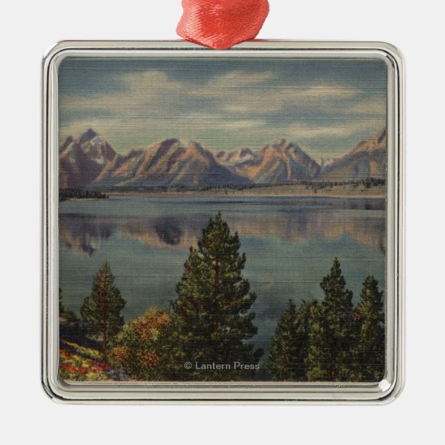 Idaho - View of the Teton Range & Jackson Lake Metal Ornament (Front)
