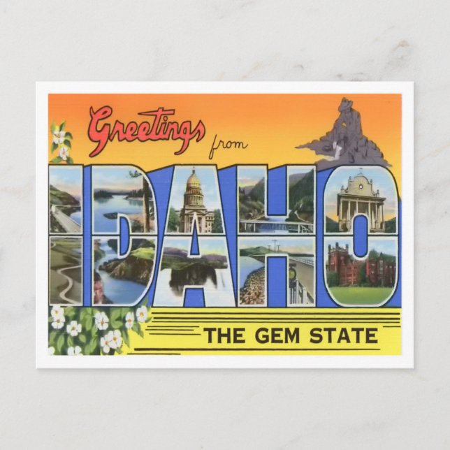 Idaho Vintage Big Letters Postcard (Front)