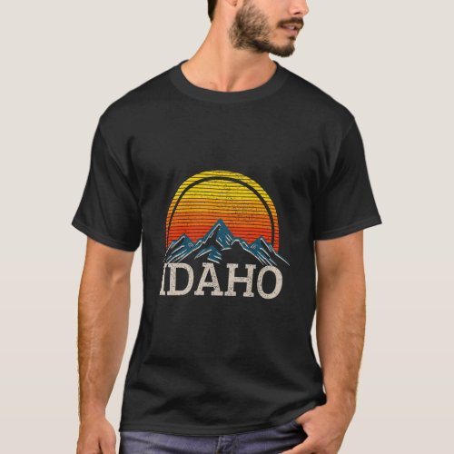 Idaho Vintage Mountains Retro Nature Hiking Souven T_Shirt