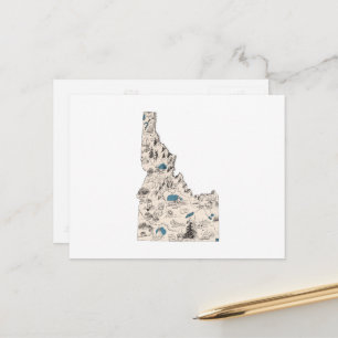 Idaho Vintage Picture Map Antique State Chart Postcard