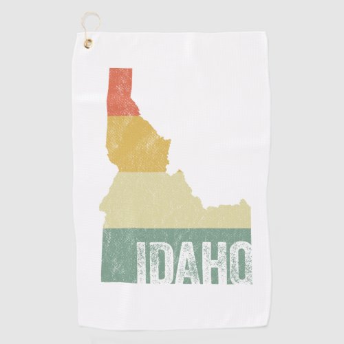 Idaho Vintage Retro Sunset Color Map Golf Towel
