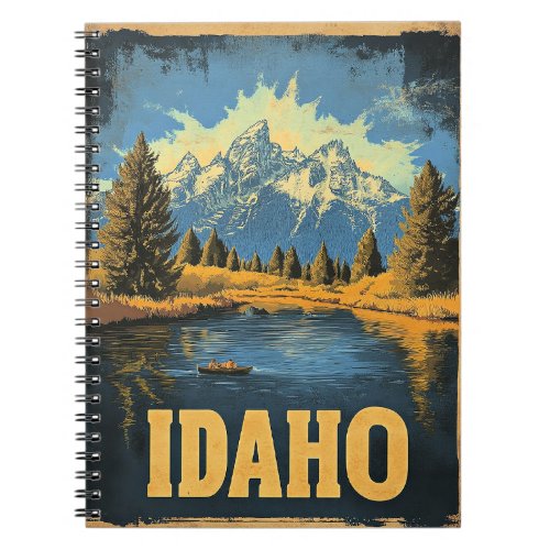 Idaho vintage travel illustration notebook