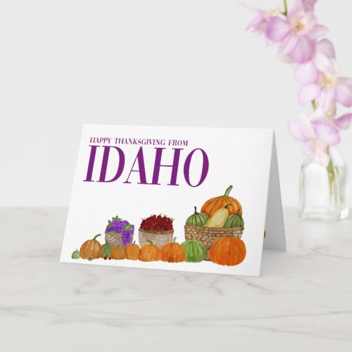 Idaho Watercolor Pumpkins Thanksgiving Card