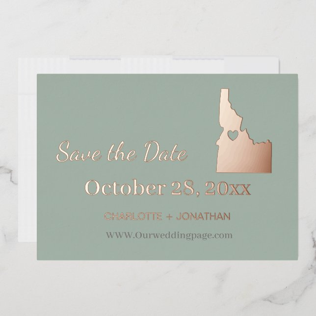 Idaho Wedding Save The Date Rose Gold   Foil Invitation (Envelope)