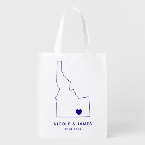 Idaho Wedding Welcome Bag Navy Tote with Map