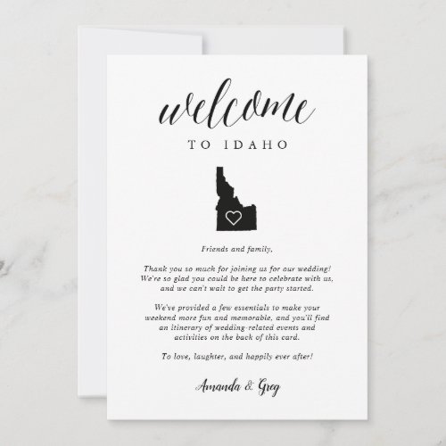 Idaho Wedding Welcome Letter  Itinerary