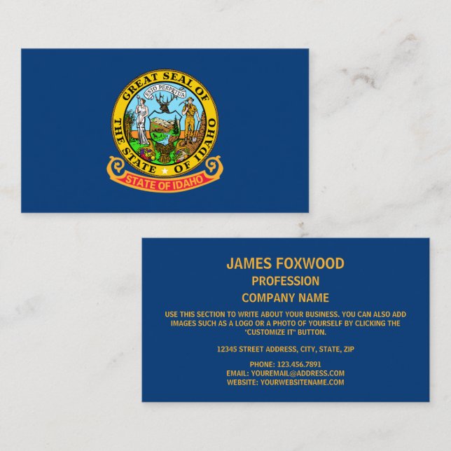 Idahoan Flag & Seal, Flag of Idaho Business Card (Front/Back)